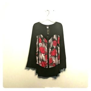 Black and pink floral blouse